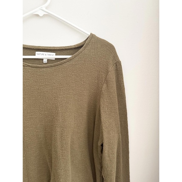 TEXTURE & THREAD Madewell Olive Green Textured Tie Top Women's L - Picture 3 of 6
